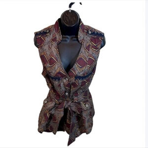 Anthropologie Elevenses Belted Safari Vest size Large